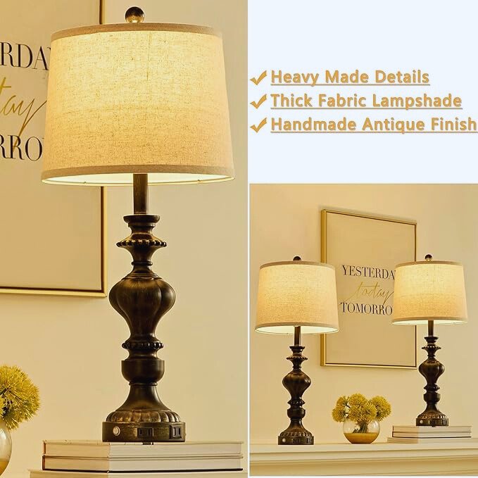 Farmhouse Table Lamps Set 2