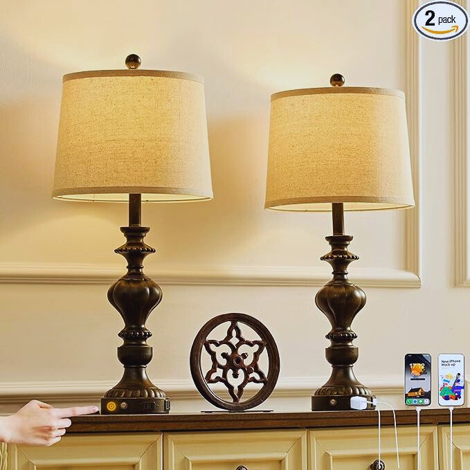 Farmhouse Table Lamps Set