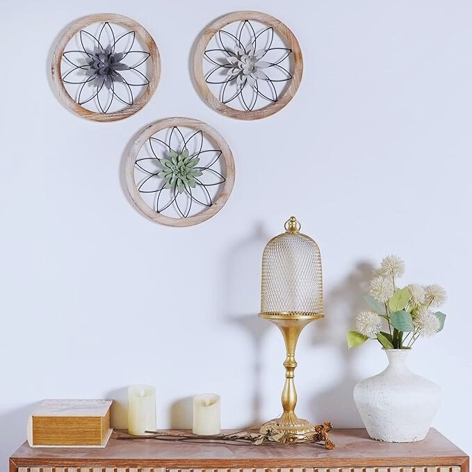 Paquesta 3 Piece Round Farmhouse Wall Decor